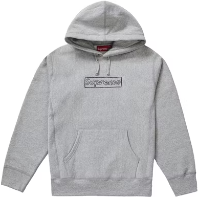 Supreme KAWS Chalk Logo Hooded Sweatshirt Heather Grey