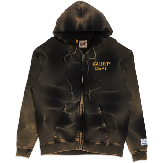 Gallery Dept Zip Up Hoodie Black