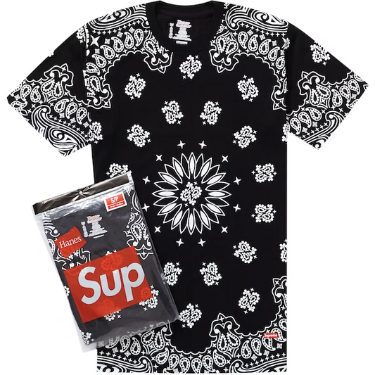 Supreme Hanes Bandana Tagless Tees (2 Pack) Black