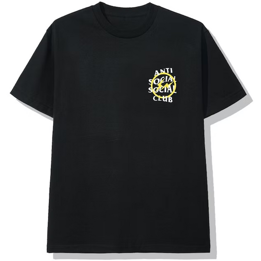 Anti Social Social Club x Fragment Yellow Bolt Tee (FW19) Black