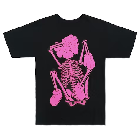 KAWS SKELETON NEW FICTION T-shirt Pink