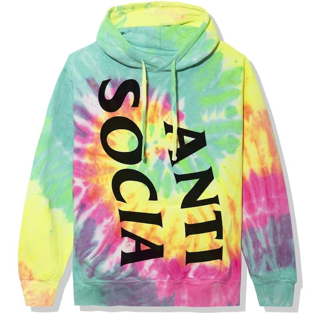 Anti Social Social Club Vertical Horizon Hoodie Rainbow Tie Dye