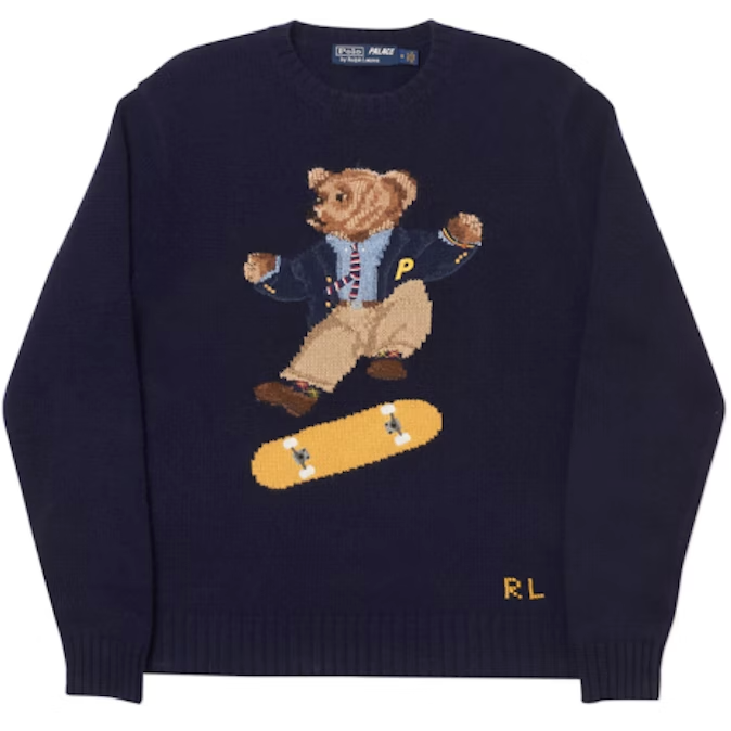 Palace Ralph Lauren Skate Polo Bear Sweater Aviator Navy