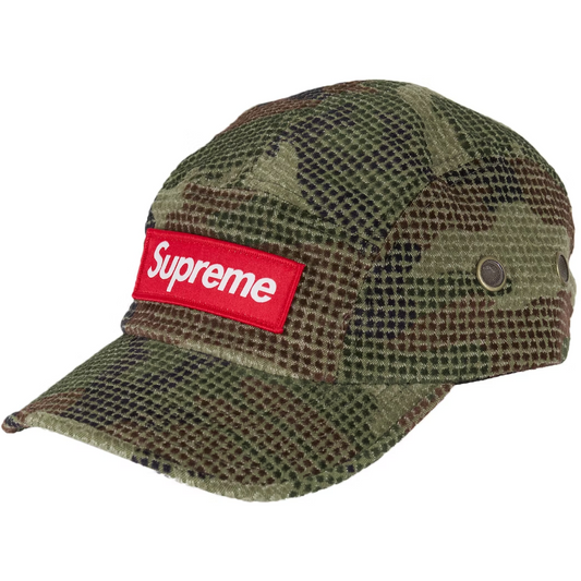 Supreme Camo Grid Velvet Camp Cap Woodland Camo