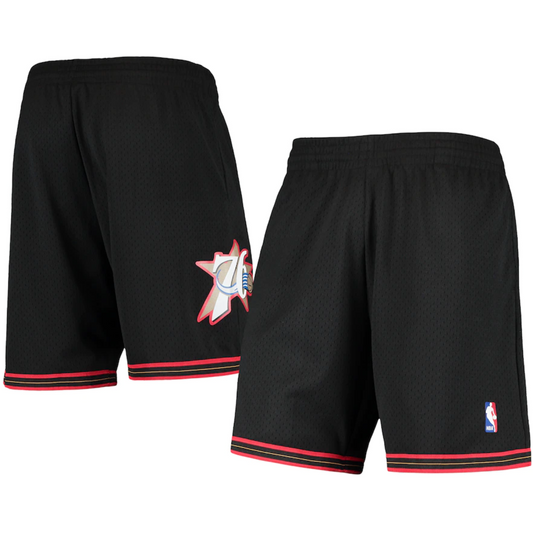 Men's Philadelphia 76ers Mitchell & Ness Black Primary Team Logo Hardwood Classics Swingman Shorts