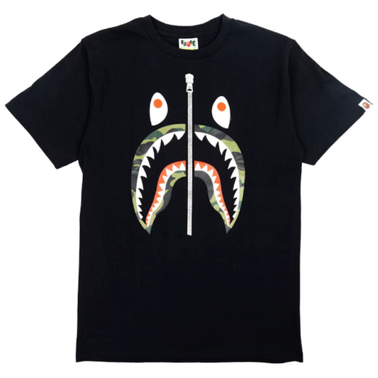 BAPE A Bathing Ape 1st Camo Shark Tee Black/Green