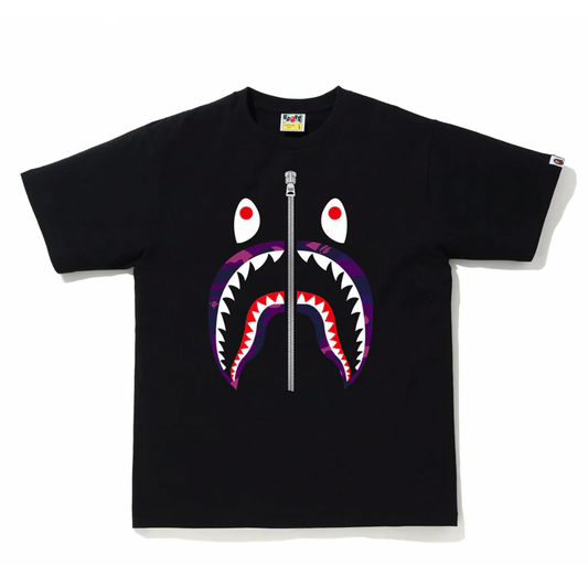 COLOR CAMO SHARK TEE MENS- BLACK/PURPLE