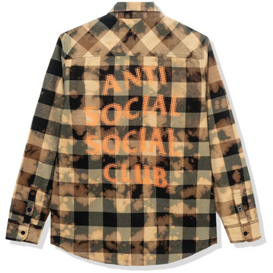 Anti Social Social Club Dialtone Flannel Olive Tie Dye