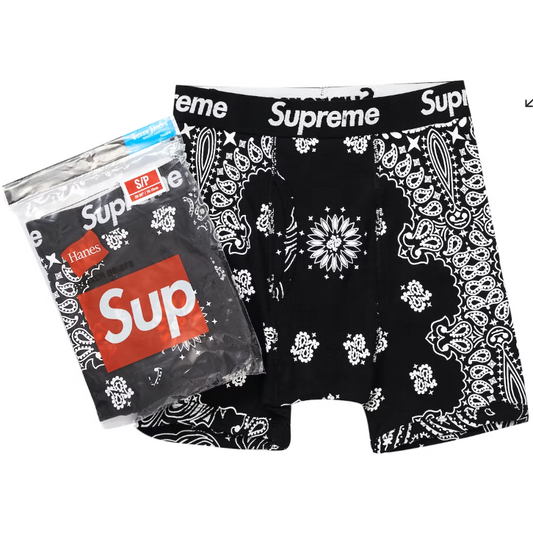 Supreme Hanes Bandana Boxer Briefs (2 Pack) Black