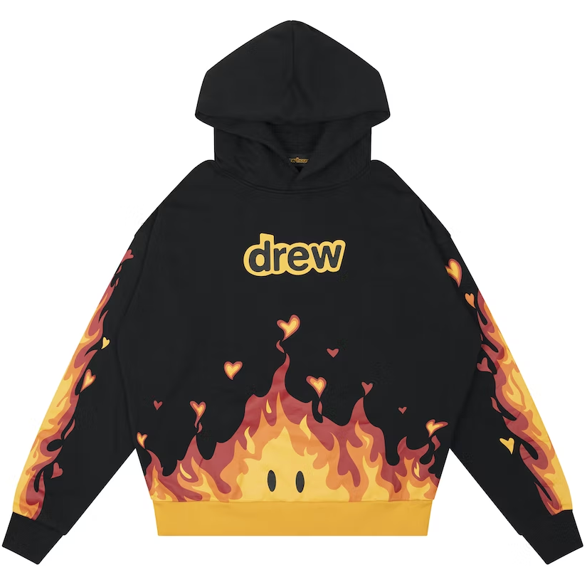 drew house fire hoodie black