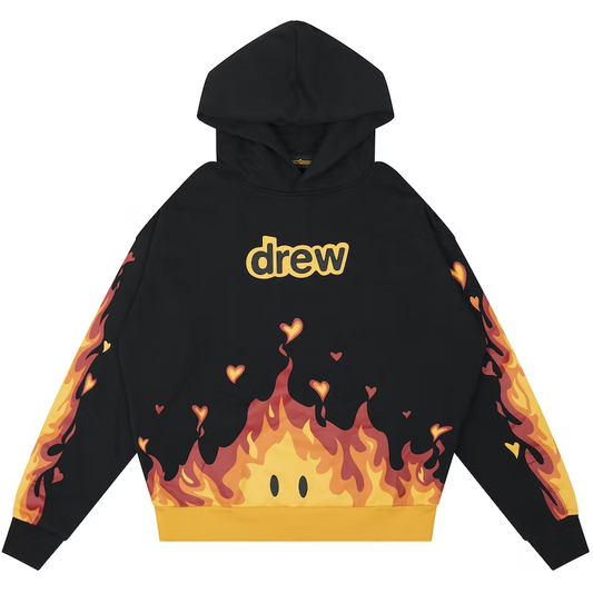 drew house fire hoodie black