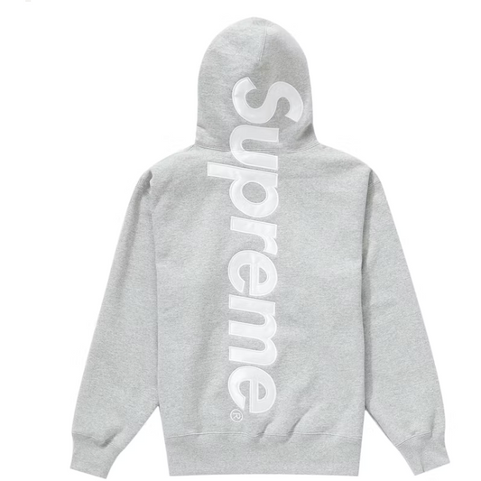 Supreme Satin Appliqué Hooded Sweatshirt Heather Grey