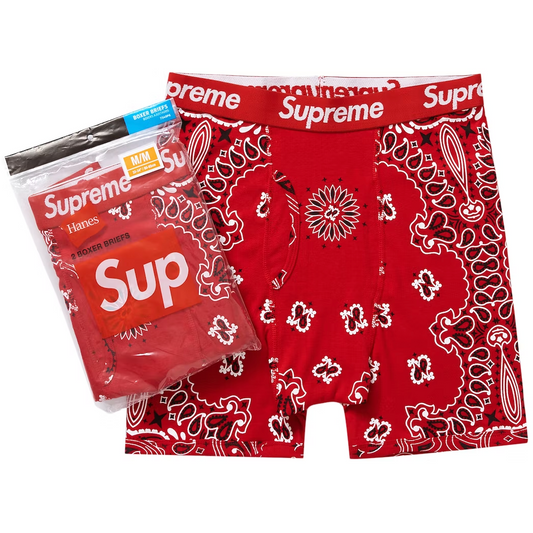 Supreme Hanes Bandana Boxer Briefs (2 Pack) Red