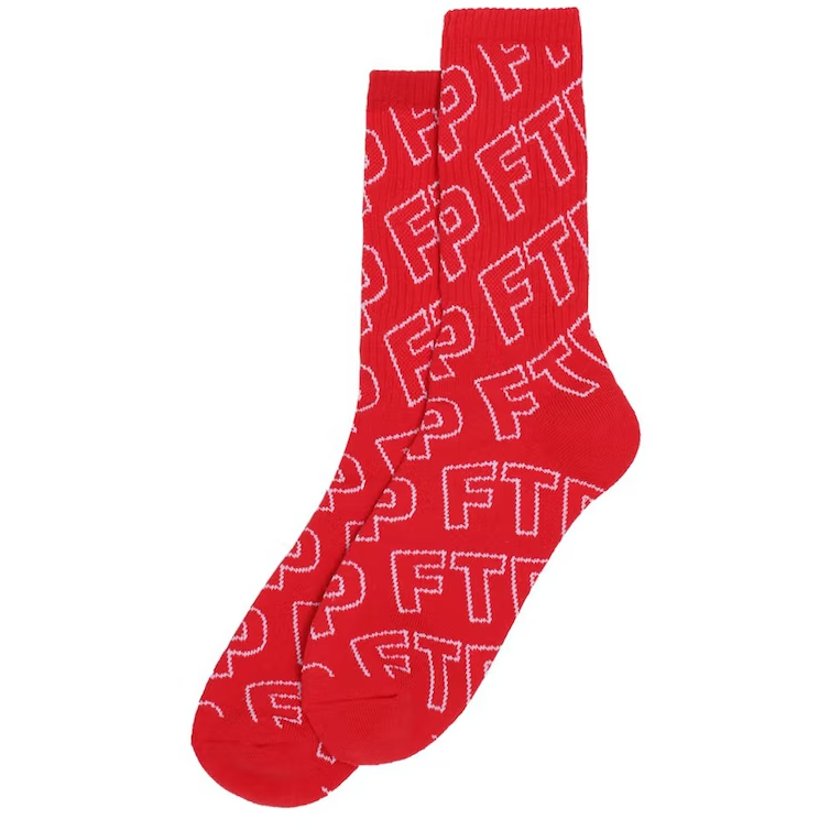 FTP All Over Outline Logo Socks Red