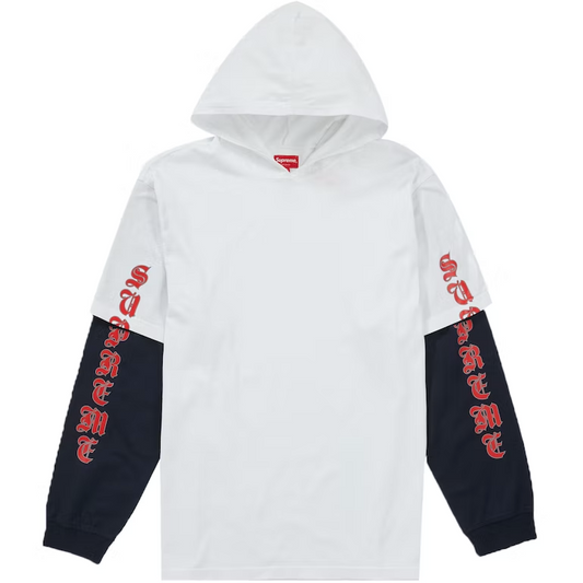 Supreme Layered Hooded L/S Top White