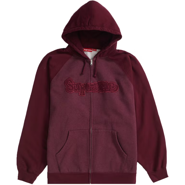 Supreme Gonz Appliqué Zip Up Hooded Sweatshirt Burgundy