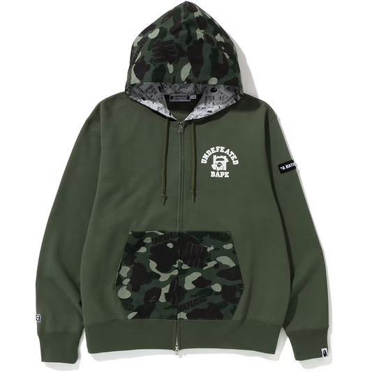 BAPE x Undefeated Color Camo Relaxed Zip Hoodie Green
