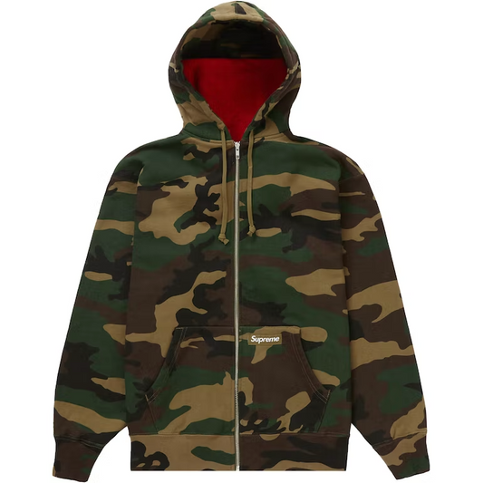 Supreme Double Hood Facemask Zip Up Hooded Sweatshirt Woodland Camo