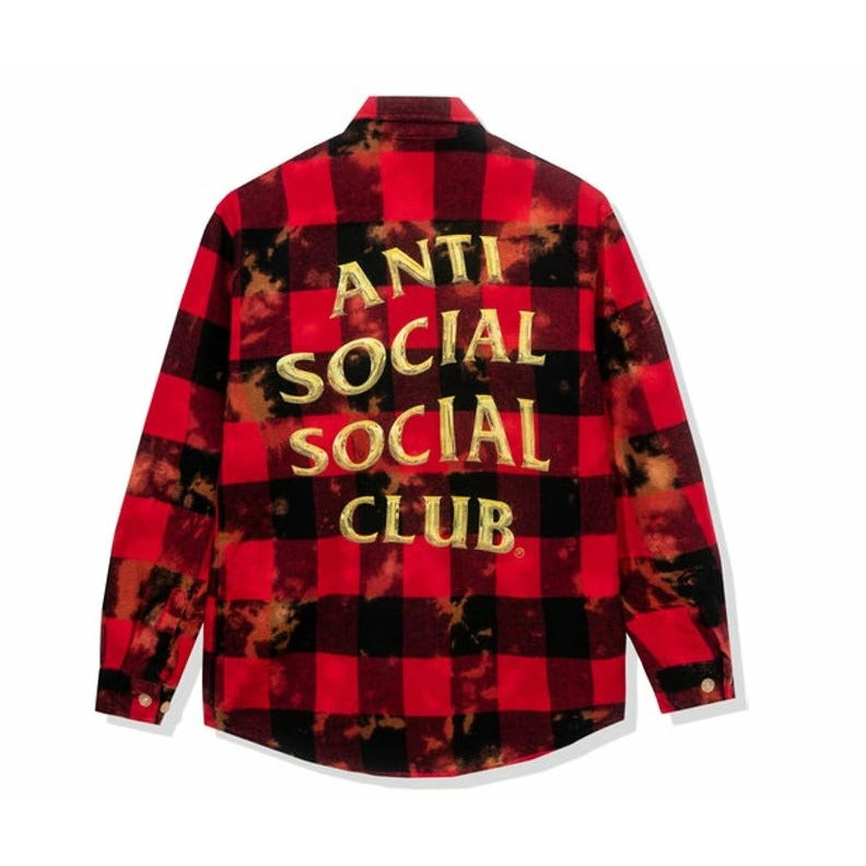 Anti Social Social Club Chromey Flannel Red Tie Dye - Dousedshop