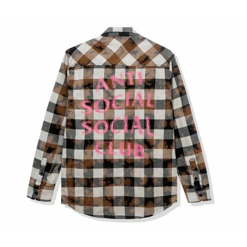 Anti Social Social Club Dialtone Flannel Black Tie Dye - Dousedshop