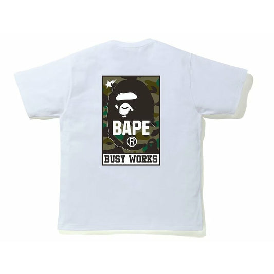 BAPE 1st Camo Busy Works Tee (FW21) White/Green - Dousedshop