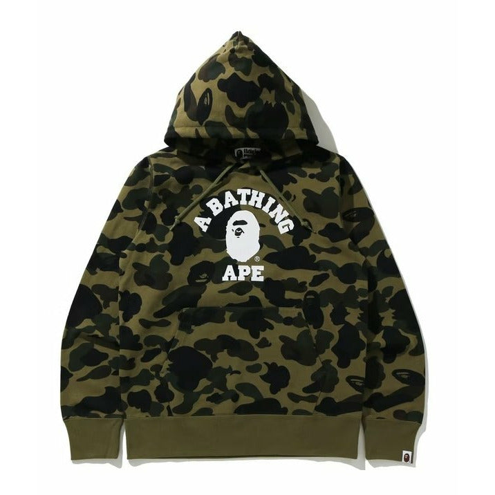 BAPE 1st Camo College Pullover Hoodie (SS21) Green - Dousedshop