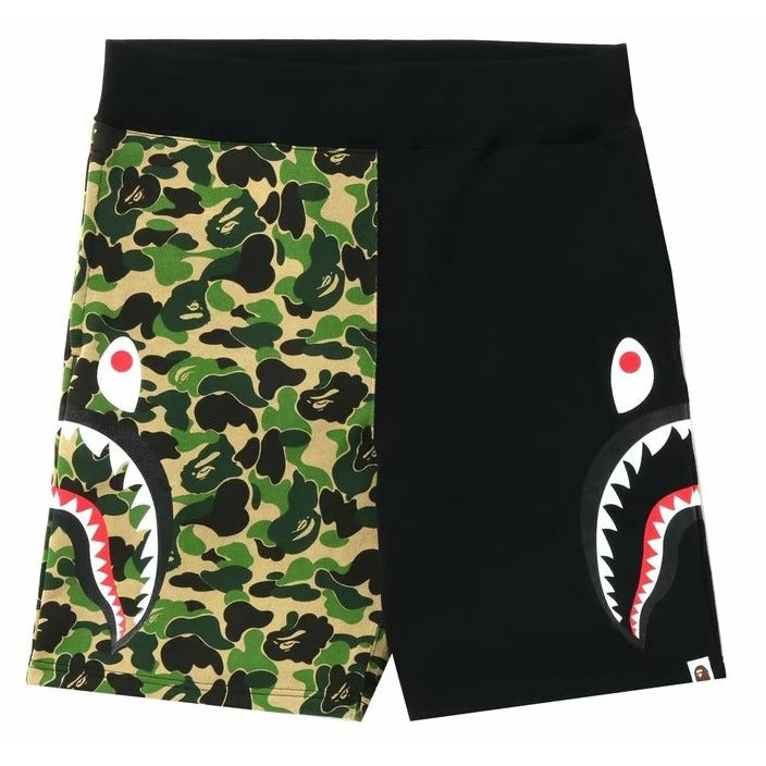 BAPE ABC Camo Side Shark Sweat Shorts Green - Dousedshop