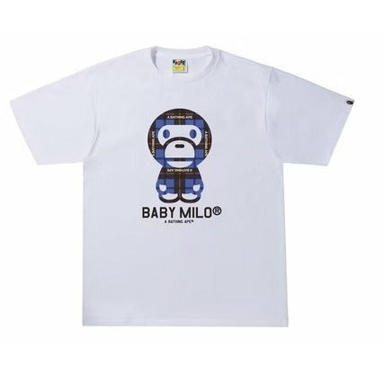 BAPE Bape Logo Check Baby Milo Tee White/Blue - Dousedshop