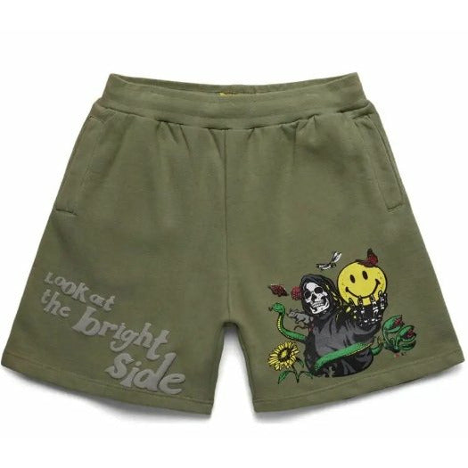 Market Smiley Look At The Bright Side Sweatshorts - Sage Green - Dousedshop