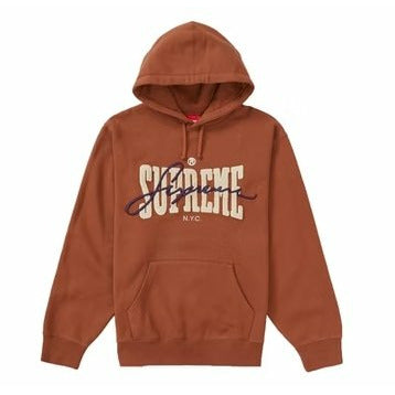 Supreme Embroidered Chenille Hooded Sweatshirt Brown - Dousedshop