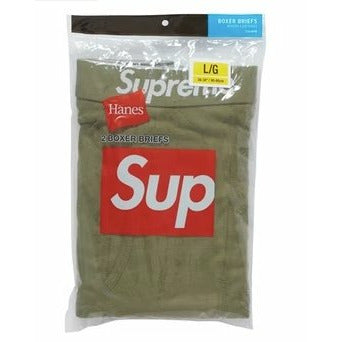 Supreme Hanes Boxer Briefs (2 Pack) Olive - Dousedshop