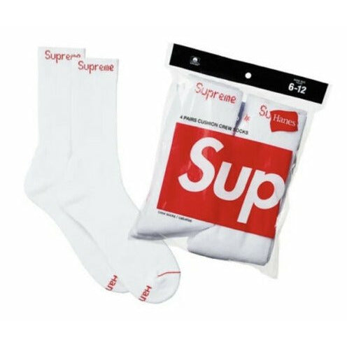 Supreme Hanes Crew Socks Crew Socks (4 Pack) White - Dousedshop