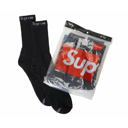Supreme Hanes Socks (4 Pack) Black - Dousedshop