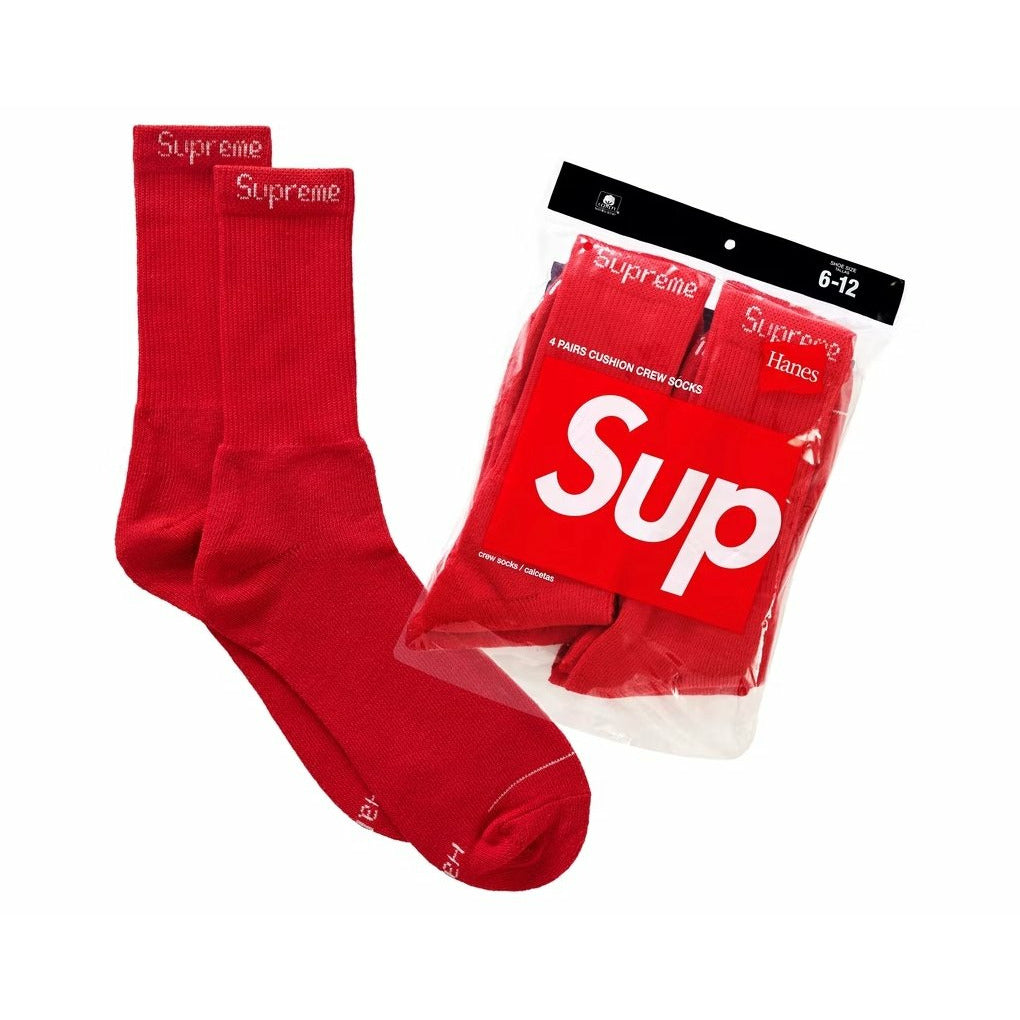 Supreme Hanes Socks (4 Pack) Red - Dousedshop