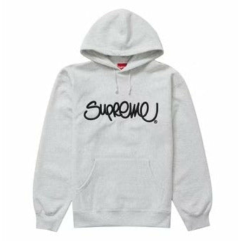 Supreme Raised Handstyle Hooded Sweatshirt Ash Grey - Dousedshop